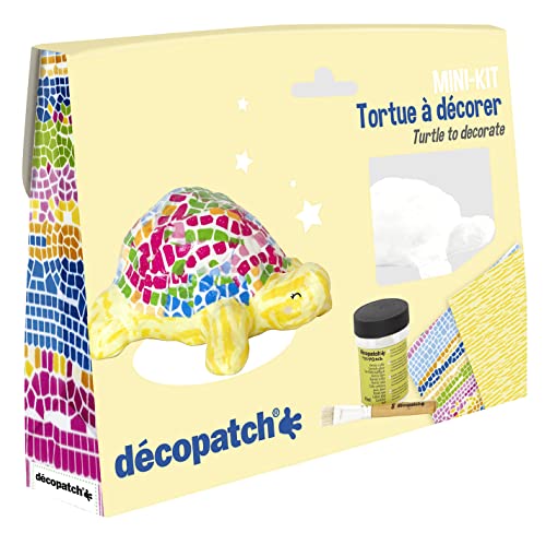 Décopatch KIT036C - Mini Set Schildkröte aus Pappmaché, 4,5x19x13,5cm, für Kinder geeignet, einfach zum Verzieren, Kartonbraun, 1 Set von Decopatch