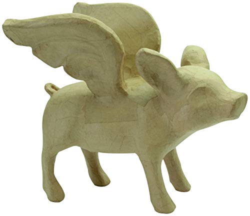 Décopatch LA020C - Figur aus Pappmaché, fliegendes Schwein, 42x26x36cm, mit abnehmbaren Flügeln, 1 Stück von Decopatch