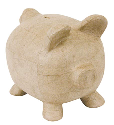 Décopatch MA018C Träger M aus Pappmaché, Sparschwein, 26 x 19,5 x 22,5 cm, zum Verzieren, 1 Stück, Kartonbraun von Decopatch