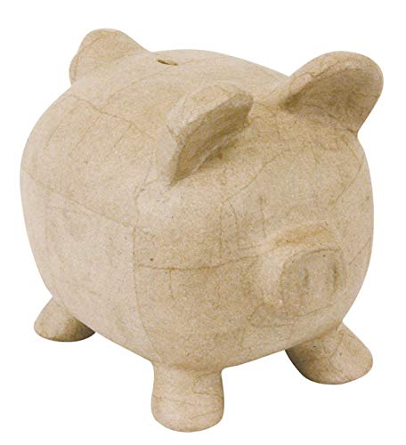 Décopatch MA018C Träger M aus Pappmaché, Sparschwein, 26 x 19,5 x 22,5 cm, zum Verzieren, 1 Stück, Kartonbraun Décopatch MA018C Träger M aus Pappmaché, Sparschwein, 26 x 19,5 x 22,5 cm, zum Verzieren, 1 Stück, Kartonbraun von Decopatch