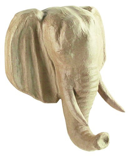 Décopatch MA024O Träger M aus Pappmaché, Trophée Elefant, 35 x 31 x 17 cm, zum Verzieren und Aufhängen, Kartonbraun von Decopatch