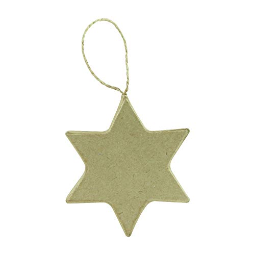 Décopatch NO025O Stern flach aus Pappmaché, 1 x 6,5 x 7,5 cm, zum Verzieren und Aufhängen, perfekt für Wohndeko, Kartonbraun von Decopatch