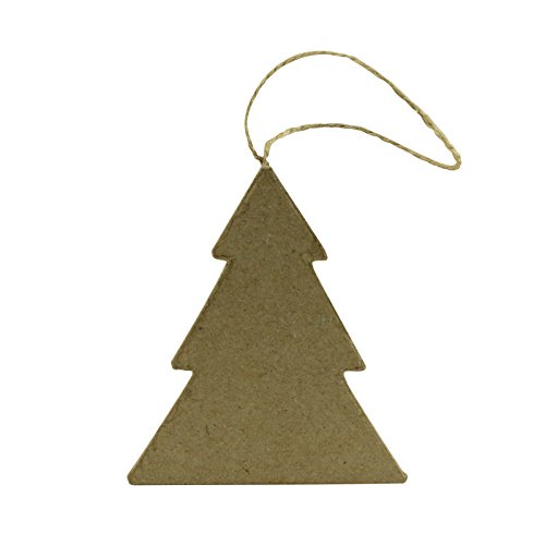 Décopatch NO026Opack - Packung 10 Träger zum Verzieren, aus Pappmaché, Tannenbaum/Christbaum, 1x7x8 cm flach, zum Aufhängen, ideal für Weihnachtsdeko/Winterstimmung, Kraftbraun, 1 Pack von Decopatch