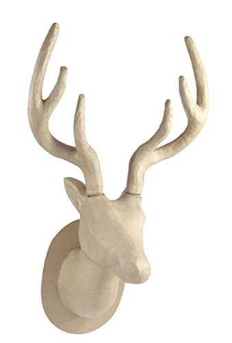 Décopatch NO032C Trophäe Hirsch (aus Pappmaché zum Verzieren und Personalisieren, 63 cm, ideal für Ihre Hausdeko) 1 Stück kartonbraun von Decopatch