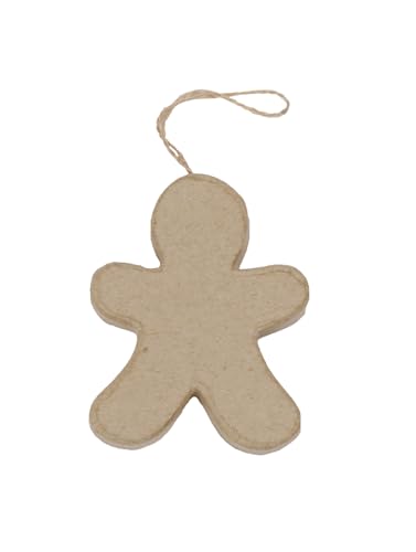 Décopatch NO039Cpack - Packung 10 Träger zum Verzieren, aus Pappmaché, Lebkuchenmann, 1x6,5x8,5 cm, zum Aufhängen, Kraftbraun, 1 Pack von décopatch