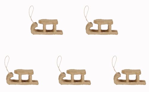 Décopatch NO047Cpack - Packung 5 Träger zum Verzieren, aus Pappmaché, Schlitten, 10x3,5x4 cm, zum Aufhängen, Kraftbraun, 1 Pack von décopatch