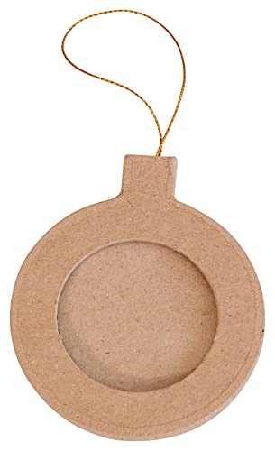 Décopatch NO050C - Tannenbaumkugel aus Pappmaché, Rahmen rund zum Aufhängen 9,5cm, für Weihnachtsbaum, einfach zum Verzieren, Kartonbraun, 1 Stück Décopatch NO050C - Tannenbaumkugel aus Pappmaché, Rahmen rund zum Aufhängen 9,5cm, für Weihnachtsbaum, einfach zum Verzieren, Kartonbraun, 1 Stück von Décopatch