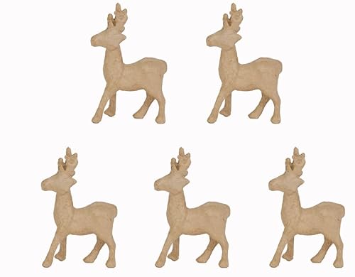 Décopatch NO735Opack - Packung 5 Träger zum Verzieren, aus Pappmaché, Rentier - Hirsch, 11,5x3,5x13,5 cm, Kraftbraun, 1 Pack von décopatch