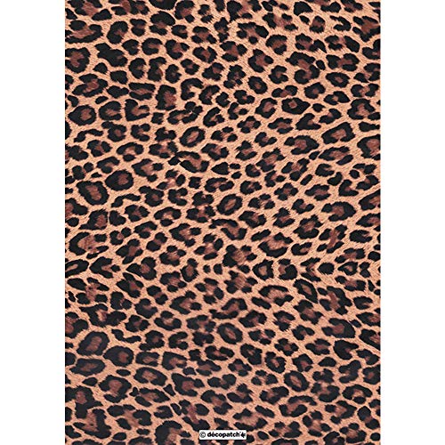 Décopatch Papier No. 207 Packung mit 20 Blätter (395 x 298 mm, ideal für Ihre Papmachés) braun schwarz leopard von Décopatch