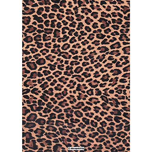 Décopatch Papier No. 207 Packung mit 20 Blätter (395 x 298 mm, ideal für Ihre Papmachés) braun schwarz leopard von Decopatch