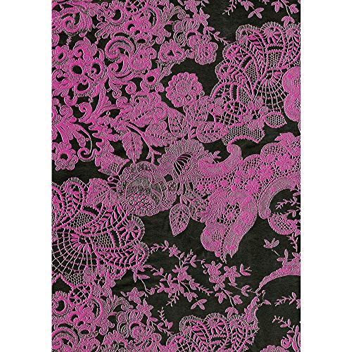 Décopatch Papier No. 460 Packung mit 20 Blätter (395 x 298 mm, ideal für Ihre Papmachés) schwarz rosa, spitze von Décopatch