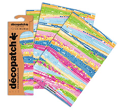 Decopatch Papier No. 506 (bunt Mosaik, 395 x 298 mm) 3er Pack von Decopatch