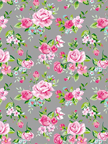 Décopatch Papier No. 716 Packung mit 20 Blätter (395 x 298 mm, ideal für Ihre Papmachés) grau rosa, riesen rosen von Decopatch