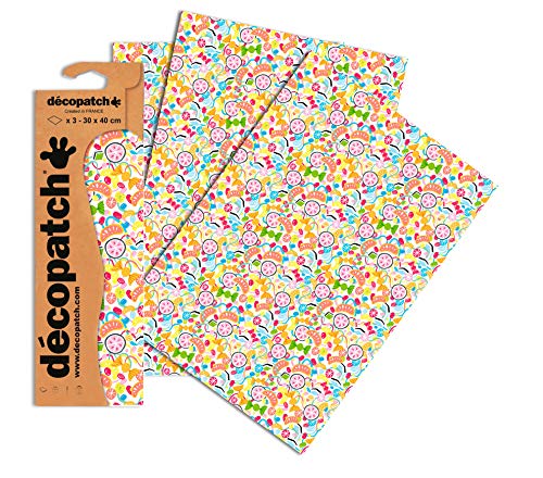 Decopatch Papier No. 732 (gelb orange Früchte, 395 x 298 mm) 3er Pack von Decopatch