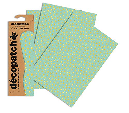 Decopatch Papier No. 733 (grün Pastell Zitronen, 395 x 298 mm) 3er Pack von décopatch