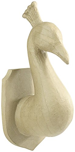 Décopatch SA188C Trophäe Pfau (aus Pappmaché zum Verzieren und Personalisieren, 26,5 cm, ideal für Ihre Hausdeko) 1 Stück kartonbraun von Décopatch