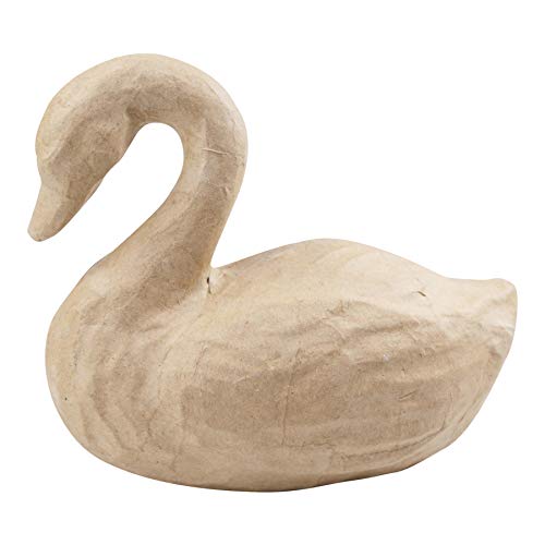Décopatch SA192C Schwan (aus Pappmaché, Größe S, 16,5 x 8,5 x 14 cm, zu Personalisieren) 1 Stück natur von Décopatch