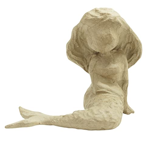 Décopatch SA211C Meerjungfrau (aus Pappmaché, Größe S, 11,5 x 17 x 15,5 cm, zu Personalisieren) 1 Stück natur von Decopatch