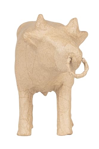 Décopatch SA240C - Tierfigur aus Pappmaché, zum Verzieren, 20x8x13 cm, DIY Aktivität, Kuh mit Ring , 1 Stück von Décopatch