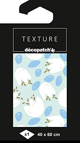 décopatch TD845C - 1 Bogen 40x60cm décopatch-Papier Motiv Texture, Tulpen Weiß / Blau von Decopatch