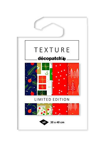 Decopatch TD876C - Packung mit 4 Bögen Texture Papier mit Metallic-Effekt, 30x40 cm, 4 Stück sortiert, Little Gift von Decopatch
