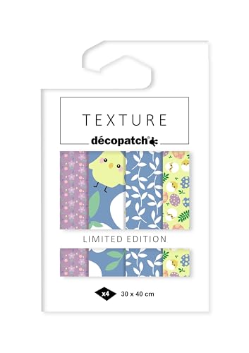 Décopatch TD895C - Packung mit 4 Blatt 40x60 cm, Nr. 895 Texture-Papier, Foil-Effekt, praktisch und einfach zum Verwenden, ideal für Ihre Pappmachés und Bastelprojekte, 1 Pack, Ostern von Decopatch