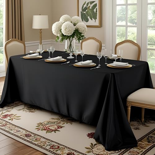 Decor Essentials Tischdecke aus Polyester für Hochzeiten, Partys, Bankette, Events - 170 g/m², Overlocked, strapazierfähig, wiederverwendbar, 1,8 m rund, 1,5 m rund, 90 x 90 cm, quadratisch (Schwarz von Decor Essentials