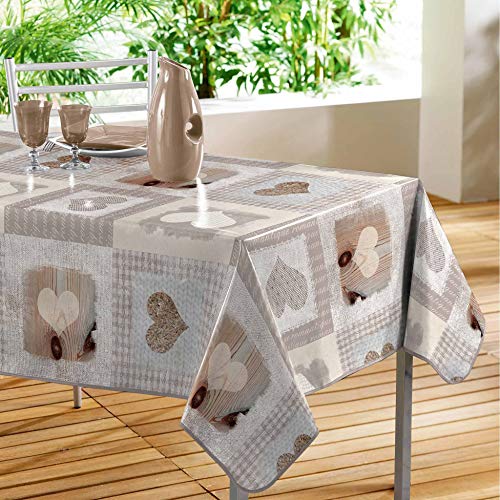Douceur d'Interieur Décor Line Cosy Herzen Tischdecke, PVC, ohne, 140 x 240 cm von Douceur d'Intérieur