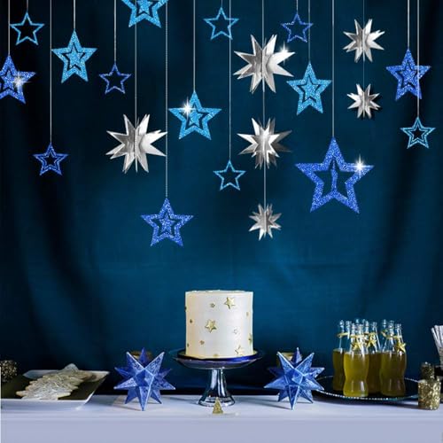 Blue Silver Star Party Dekoration Kit Metallic Glitter 3D Star Girlande Twinkle Little Star Ausschnitte Starry Party Supplies Hanging Decor zum Geburtstag Baby Shower Graduation Blue Silver Star Party Dekoration Kit Metallic Glitter 3D Star Girlande Twinkle Little Star Ausschnitte Starry Party Supplies Hanging Decor zum Geburtstag Baby Shower Graduation von Decor365