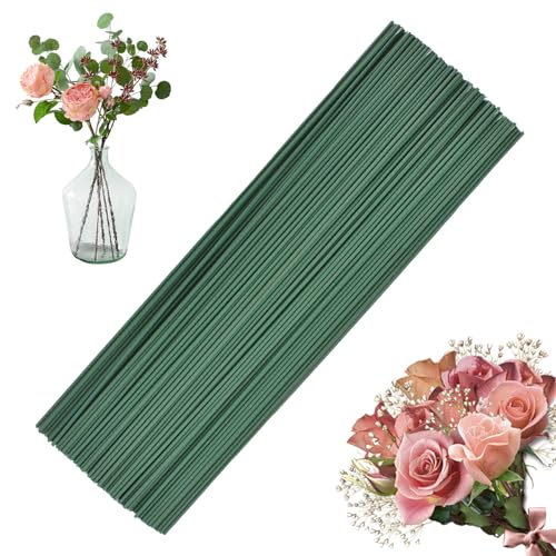 Blumenstieldraht 100 Stück 30cm Lang, Blumendraht Steckdraht, Floristik Steckdraht Grün, Floristendraht Stäbe, Blumenstamm Draht, Basteldraht Grün Für Blumen, Floristik Draht Grün, 2mm Durchmesser von DecorDwell