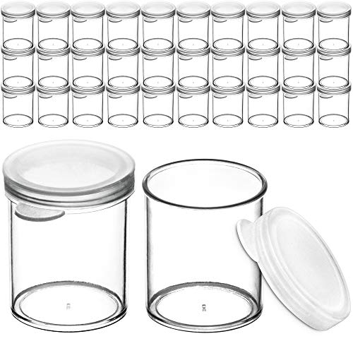 DecorRack 30 Mini-Behälter aus Kunststoff mit Deckel, 28 ml, Bastelaufbewahrungsbehälter für Perlen, Glitzer, Farbtöpfe oder Samenaufbewahrung, kleine transparente leere Becher mit Deckel (30 Stück) von DecorRack