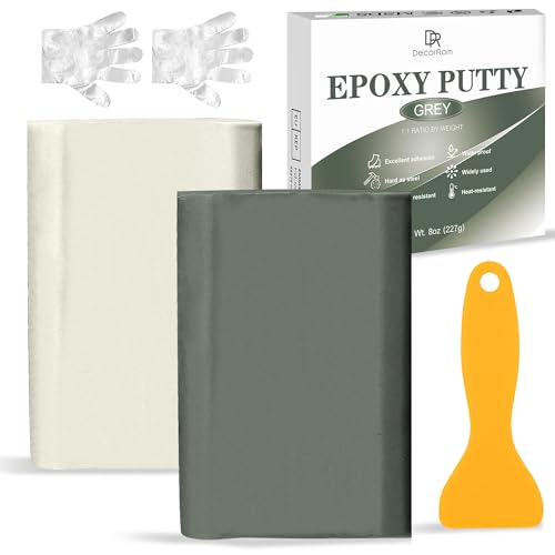 Epoxidharz Knete - Epoxid Knetmasse Reparaturset für Unterwasser & Trocken, Reparaturknete zum Abdichten von Lecks, Rissen, Füllen & Modellieren auf Metall, Fliesen, Holz, Keramik (Grau, 8oz / 227g) von DecorRom