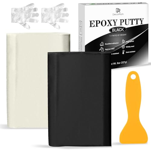 Epoxidharz Knete - Epoxid Knetmasse Reparaturset für Unterwasser & Trocken, Reparaturknete zum Abdichten von Lecks, Rissen, Füllen & Modellieren auf Metall, Fliesen, Holz, Keramik (Schwarz, 8oz/227g) von DecorRom