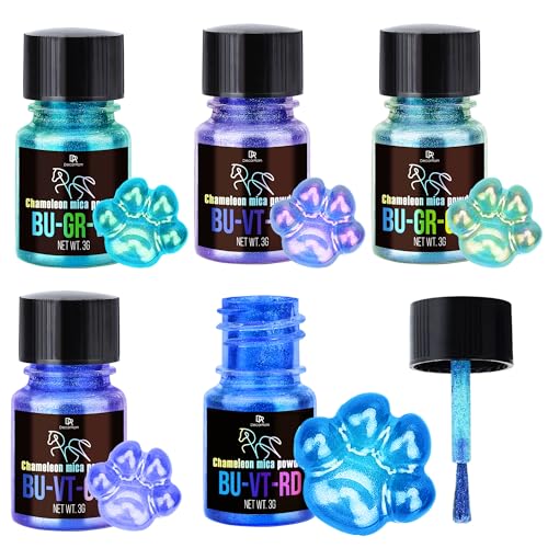 Chamäleon Mica Pulver - 5 Farbverschiebung Epoxidharz Farbe Pigment für Harz Kunst, Malen, Nagel, Becher - Chameleon Resin Pigment Powder Blautöne für DIY Kerzen, Schleim, Seifen, Schmuckherstellung Chamäleon Mica Pulver - 5 Farbverschiebung Epoxidharz Farbe Pigment für Harz Kunst, Malen, Nagel, Becher - Chameleon Resin Pigment Powder Blautöne für DIY Kerzen, Schleim, Seifen, Schmuckherstellung von DecorRom