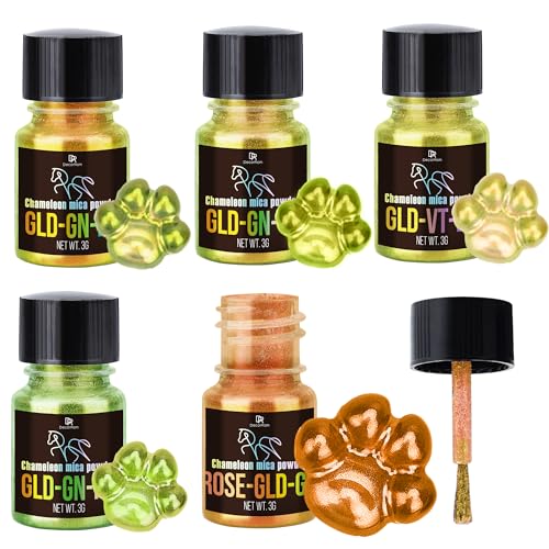Chamäleon Mica Pulver - 5 Farbverschiebung Epoxidharz Farbe Pigment für Harz Kunst, Malen, Nagel, Becher - Chameleon Resin Pigment Powder Goldtöne für DIY Kerzen, Schleim, Seifen, Schmuckherstellung Chamäleon Mica Pulver - 5 Farbverschiebung Epoxidharz Farbe Pigment für Harz Kunst, Malen, Nagel, Becher - Chameleon Resin Pigment Powder Goldtöne für DIY Kerzen, Schleim, Seifen, Schmuckherstellung von DecorRom