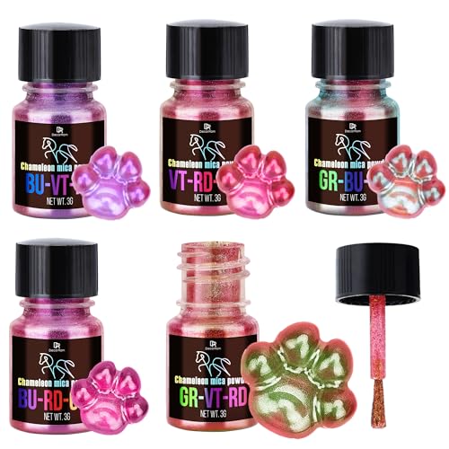 Chamäleon Mica Pulver - 5 Farbverschiebung Epoxidharz Farbe Pigment für Harz Kunst, Malen, Nagel, Becher - Chameleon Resin Pigment Powder Rote Töne für DIY Kerzen, Schleim, Seifen, Schmuckherstellung Chamäleon Mica Pulver - 5 Farbverschiebung Epoxidharz Farbe Pigment für Harz Kunst, Malen, Nagel, Becher - Chameleon Resin Pigment Powder Rote Töne für DIY Kerzen, Schleim, Seifen, Schmuckherstellung von DecorRom