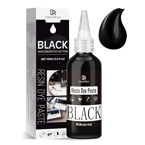 Epoxidharz Farbe Schwarze Harz Farbpaste - 100ml Konzentrierte Epoxy Resin Pigment Paste für Epoxid Kunstharz, Untersetzer, Schmuckherstellung - Schwarze UV Harz Pigmentpaste für Flusstische, Malerei von DecorRom