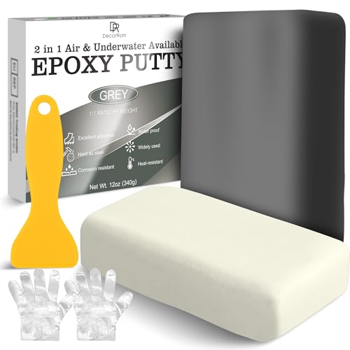 Epoxidharz Knete - 340g Epoxid Knetmasse Reparaturset für Unterwasser & Trocken, Epoxy Knetmass zum Abdichten Lecks, Schließen Rissen, Füllen & Modellieren auf Metall, Fliesen, Holz, Keramik (Grau) Epoxidharz Knete - 340g Epoxid Knetmasse Reparaturset für Unterwasser & Trocken, Epoxy Knetmass zum Abdichten Lecks, Schließen Rissen, Füllen & Modellieren auf Metall, Fliesen, Holz, Keramik (Grau) von DecorRom