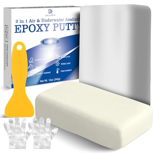 Epoxidharz Knete - 340g Epoxid Knetmasse Reparaturset für Unterwasser & Trocken, Epoxy Knetmass zum Abdichten Lecks, Schließen Rissen, Füllen & Modellieren auf Metall, Fliesen, Holz, Keramik (Weiß) Epoxidharz Knete - 340g Epoxid Knetmasse Reparaturset für Unterwasser & Trocken, Epoxy Knetmass zum Abdichten Lecks, Schließen Rissen, Füllen & Modellieren auf Metall, Fliesen, Holz, Keramik (Weiß) von DecorRom