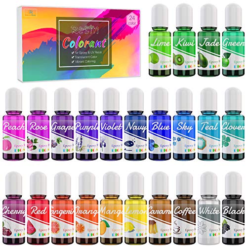 Epoxidharz UV Harz Farbe - 24 Farben Flüssiger Epoxidharz Farben Pigment für Resin Kunst, Schmuckherstellung - Konzentrierter UV Harz Farbstoff für Harzfarben, Becher, Farben, DIY Basteln - je 10 ml von DecorRom