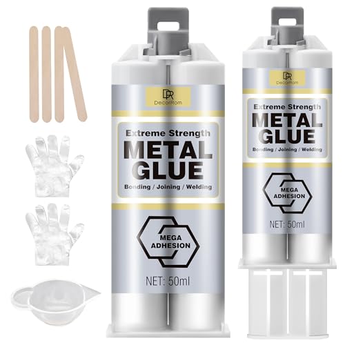 Epoxidharzkleber für Metall, 100 ml – Zweikomponenten-Metall-Epoxid-Kleber für Metall, Kaltschweißkleber, extra stark, Epoxidkleber, sehr widerstandsfähig, für Metall, Edelstahl, Aluminium und andere von DecorRom