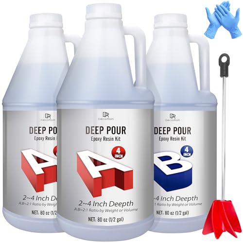 Tief Gießen Epoxidharz mit Härter - 240oz / 5.7L Kristallklares Tiefgieß Epoxid Harz für 5-10cm Gießtiefen, 2:1 Blasenfreies Gießharz, Epoxy Resin für DIY Harz Handwerk, Holz Gießen, Flusstische Tief Gießen Epoxidharz mit Härter - 240oz / 5.7L Kristallklares Tiefgieß Epoxid Harz für 5-10cm Gießtiefen, 2:1 Blasenfreies Gießharz, Epoxy Resin für DIY Harz Handwerk, Holz Gießen, Flusstische von DecorRom