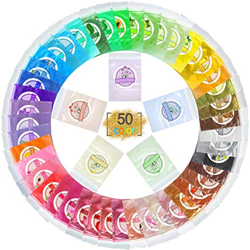 Whew Series case Mica-Puder, 50 Farben, Epoxidharzfarbe, Epoxidharz-Pigment, Kosmetikseife, Farbstoff für Seife, natürliche Schleimfarbe, Seife für Farbe, Nagelkunst, Badebombe (SROODS) von DecorRom