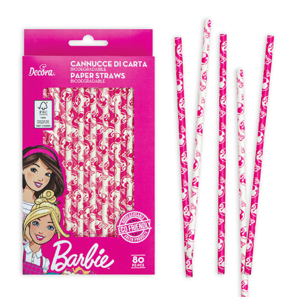 Barbie Papiertrinkhalme, 80er Pack, 21cm Barbie Papiertrinkhalme, 80er Pack, 21cm von Decora
