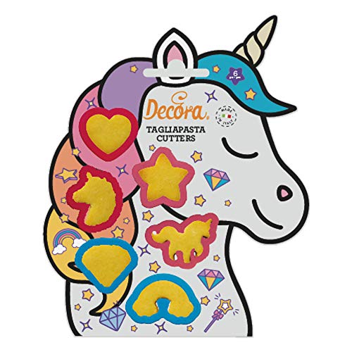 Decora 0255064 AUSSTECHER-Mini Einhorn AUS Kunststoff 6-TLG, Plastic, Sortiert von Decora