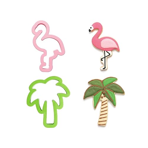 Decora 0255071 AUSSTECHER AUS KUNSTSTOFF FLAMINGO UND PALME 2-TLG 10/9,5XH2CM von Decora