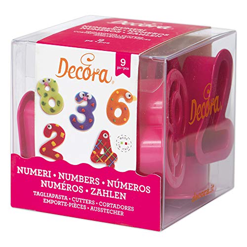 Decora Set mit 9 Messern. 5,2 x 2,2 cm, Kunststoff, Rot von Decora