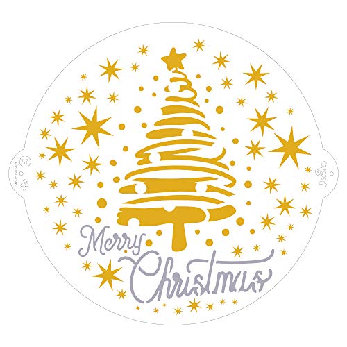 Decora 9270979 Schablone Merry Christmas Tree & Stars Ø 25 cm, Plastic von Decora