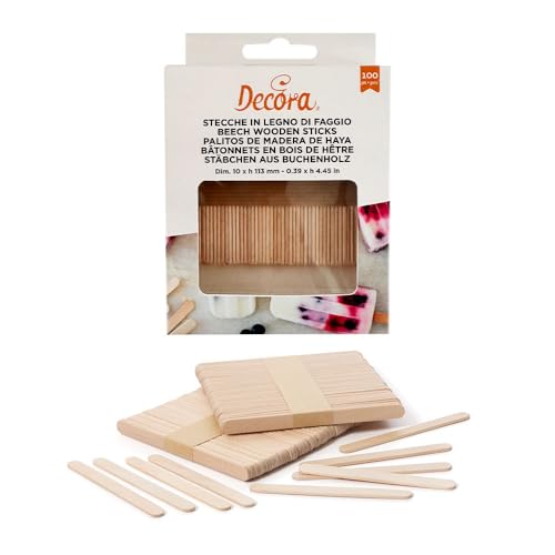 Decora 9280125 Spieße aus Buchenholz für Eis und Kekse am Stiel, Maße: 10 x H 113 mm, Dicke 2 mm, lebensmittelecht und gefriergeeignet Decora 9280125 Spieße aus Buchenholz für Eis und Kekse am Stiel, Maße: 10 x H 113 mm, Dicke 2 mm, lebensmittelecht und gefriergeeignet von Decora