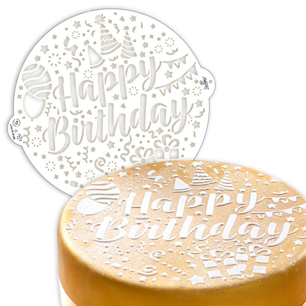 Tortenschablone, Happy Birthday, Ø 25cm Tortenschablone, Happy Birthday, Ø 25cm von Decora